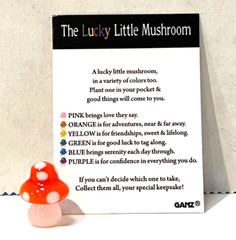 Ganz TINY Mini Glass “Lucky Little MUSHROOM” Figurine ORANGE for Adventures 5/8″