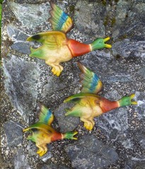 Rare Vintage Parkside Cast Metal Hand Painted Flying Ducks Set Made in England
