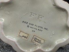Vintage FITZ & FLOYD Hand Painted KOI Fish & SHELL PITCHER/VASE (Signed) READ!