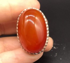 Beautifull Old Natural Carnilen Agte Wonderfull Persian Solid Sliver Ring