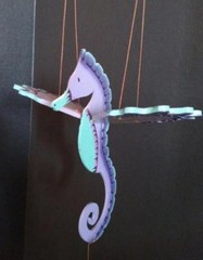 Flying Seahorse Purple Mobile Sea Shore Decor Colombia Fair Trade Hand Painted
