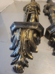Vintage Pair 1965 Burwood Medieval Soldiers knight Wall Hanging Black & Gold
