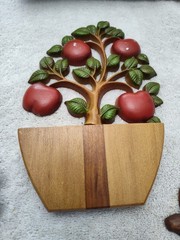 Vintage Lot Of 3 Sexton Wall Hanging Art Fruit Apple Basket Metal 1960s 1970s
