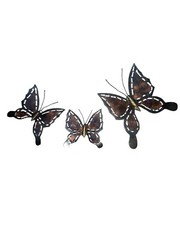 3 Vintage Home Interior Metal Brass Copper Tin Butterflies Wall Decor