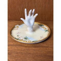 Antique Royal Austria Edwardian Daisy Jewelry Tray & Hand Ring Dish Set