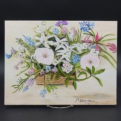 Bluebonnets Amateur Still Life Floral Oil Painting Unframed Signed M Norman 2018