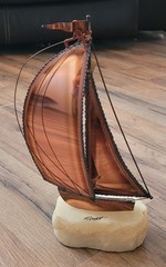 Vtg John De Mott Copper 10″ Sail Boat on Quartz Base Signed Nautical Gift