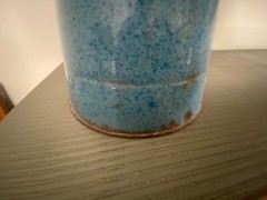 Vintage French Enamelware Body Bath Pitcher Mottled Blue on Blue c. 1900-1940s