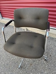 💙Steelcase Chrome Swivel Chair Vintage 4 Castor Charles Pollock Style Armchair