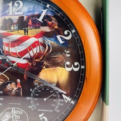 Retired Bass Pro Shops 16” Weather Station Clock US Flag Wild Hunting Fishing