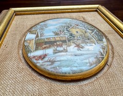 Hand Enameled 3D Porcelain 24Kt Gold Rim Sungott Art Studio NY Country Farm VGC