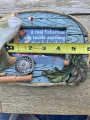 Vintage 3D Bass Fishing Photo Frame Resin Rustic Cabin Lodge Decor Fish 4.5×3 in