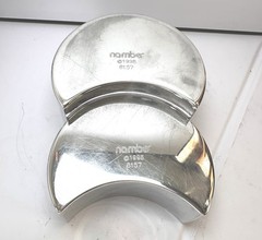 Nambe Modernist Lot: 2009 Neil Cohen Bud Vase & 1998 Crescent Candle Holders
