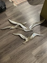 Vtg Pair Of Large Plastic Syroco MCM Flying Seagulls Bird Wall Decor Gold 1968