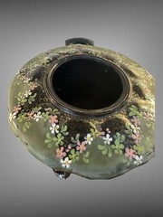 Antique Samovar Tea Urn Jackfield Black Jet Ware Hand-Painted