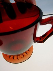 Ruby Cranberry Red Glass Sugar Creamer Tray Un-Matched Design