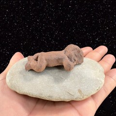 LPH Leonardo Art Works 1975 Pottery Baby on Rock Stoneware Figurine Statue Sign
