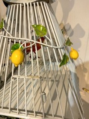 VINTAGE 1960’S ITALIAN TOLEWARE 64″ FREE STANDING NOVELTY DECORATIVE BIRDCAGE