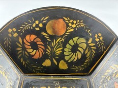 Vintage Metal Stenciled Tole Painted Bread Bowl 11″ x 11″ x 3″ High ~ Colorful