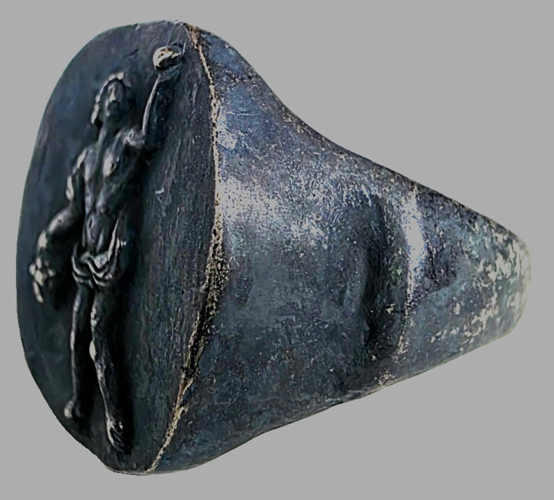 300 BC Ancient Roman Silver Ring Bacchus god of wine, winemaking, fertility