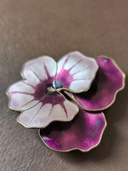 David Andersen Sterling Silver Enamel Brooch Purple 925 Norway