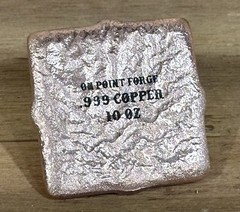 10 oz Pure .999 Copper Pyramid | Hand poured Fine .999 copper bullion