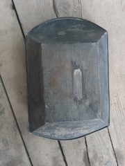 ANTIQUE Rectangle Green Black Gold TOLEWARE Tin TRAY Hand Painted