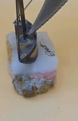 Vtg MCM Demott Brass Sailboat Artist Signed 15″ stone base