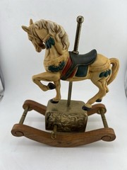 Vintage Willitts Melodies Rocking Ceramic Horse Music Box Carousel Waltz