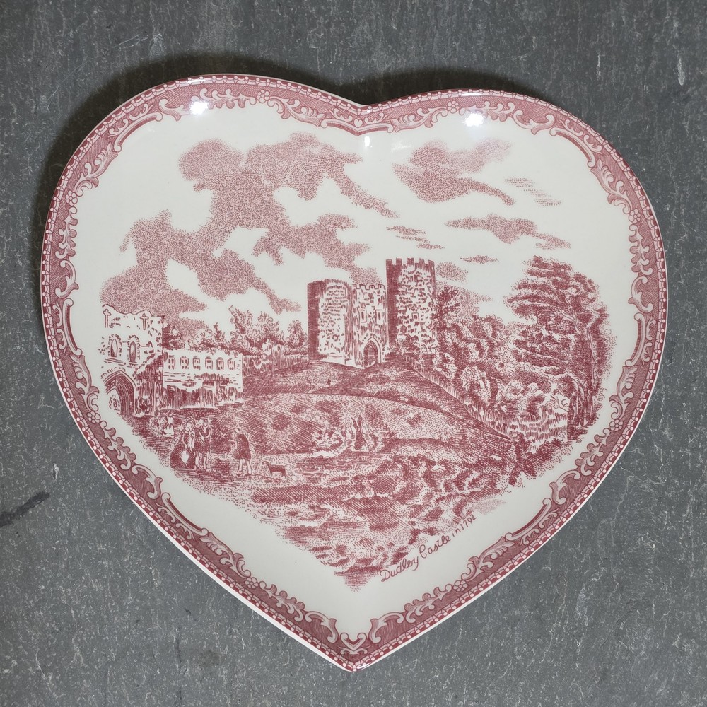 Johnson Brothers Old Britain Castles Pink Heart Shaped Plate Dish Dudley Castle