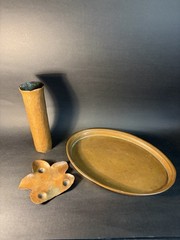3 Copper Pieces Vase Tray & Star Shaped Decoration