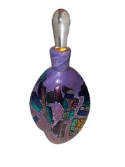 Bruce Freund ❤️ Signed Studio Dichroic Art Glass Purple Perfume Bottle 7”