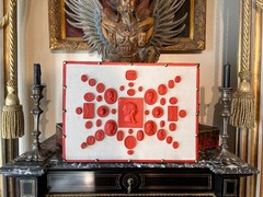 Set of Three Grand Tour Neoclassical Vintage Red Plaster Cast Waxed Intaglio set