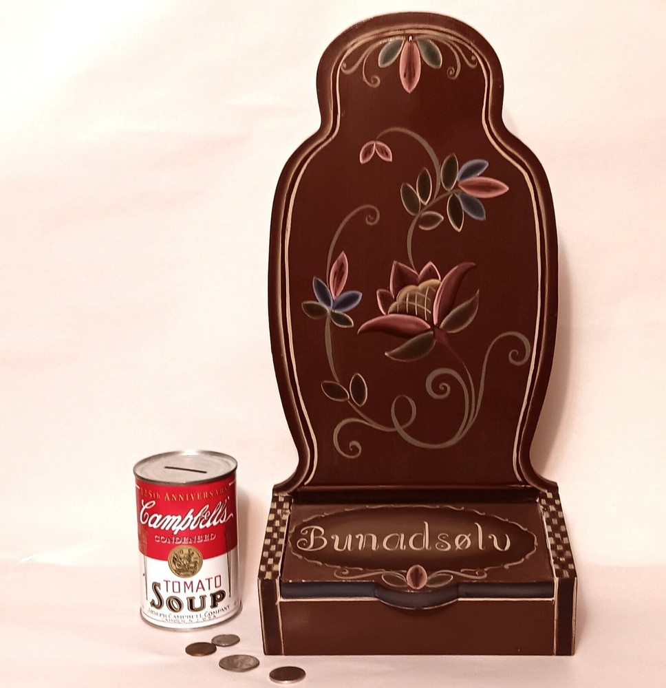 JEWELRY BOX vtg bunadsolv norwegian rosemaling bunad wall hanger norway folk art