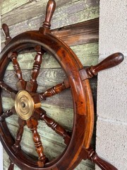 36 “Inch Large Antique Style Wooden Ship Wheel Nautical Wall Decor, Maritime Art