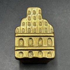 Vintage Lot Of 5: Miniature Brass Old Mill Village Collectible Buildings Houses