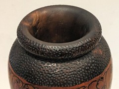 Very Large Art Nouveau Pokerwork Vase Signed Howe — 41 cm High