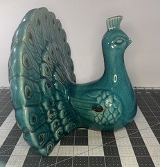 Vintage Italian Majolica Peacock Stunning Unique 11″ Wing Span