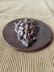 Gothic Devil Face Plaque Bronze Finish Grotesque Mask Dark Decor
