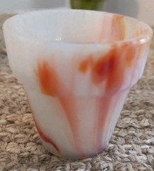 4 Vintage Akro Agate Slag Glass Mini Flower Pots 2-3/8”