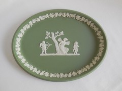 Large 10″ Wedgwood Sage Green Jasperware Tray
