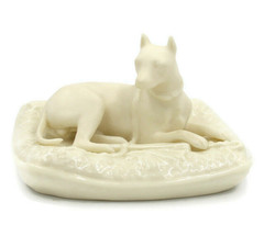 Vintage Belleek Boxer Dog Figurine, Parian Porcelain Hallmark, 6th Mark Ireland