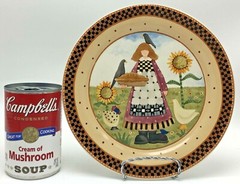 Williraye Studio Plate Girl Holding Pie 1999 Fall Birds Sunflowers Farm Lady