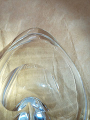 Orrefors Kosta Boda Sweden Lead Crystal Heart glass Trinket Dish signed euc