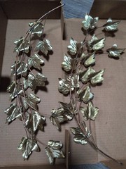 Vintage Home Interiors Pothos Vine Plagues – Metal Brass Copper Ivy – Set Of 2