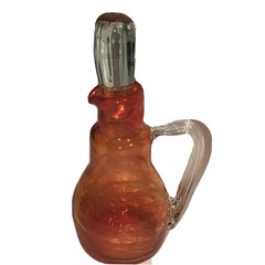 Vintage Glass Cruet Bottle W/ Stopper MCM Orange Pretty Empoli Fun