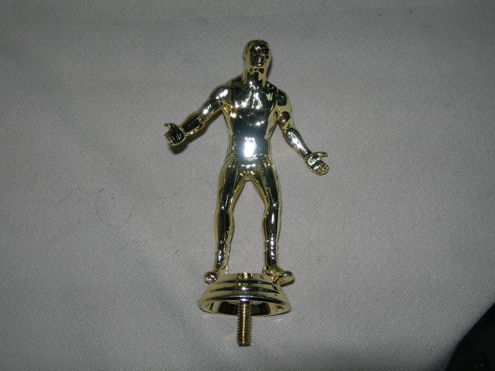 Large male man Wrestler Trophy Topper plastic gold wrestling