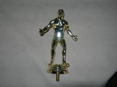 Large male man Wrestler Trophy Topper plastic gold wrestling
