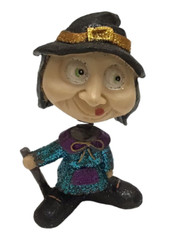 Witch Bobble Head Glittery Bobblehead Jiggling Resin 4.25″ Witchy Sparkle
