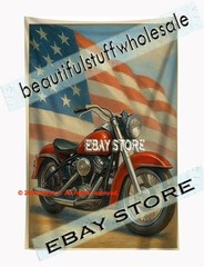 Motorcycle tapestry patriotic americana living room print 39X59 in